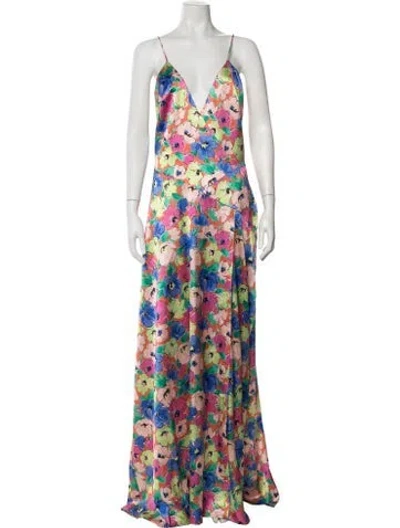 Pre-owned Rotate Birger Christensen Floral Print Long Dress In Multicolor