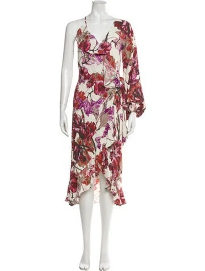 Pre-owned Rotate Birger Christensen Floral Print Long Dress In Neutral