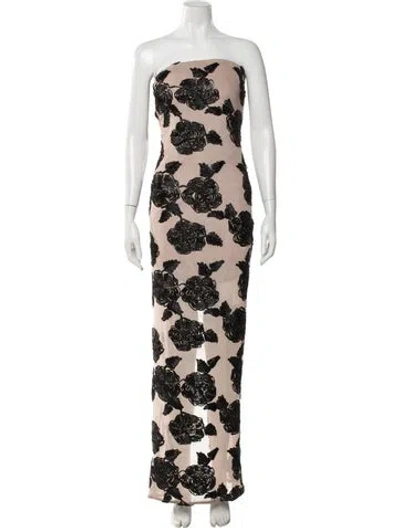 Pre-owned Rotate Birger Christensen Floral Print Long Dress In Neutral