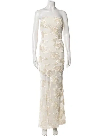 Pre-owned Rotate Birger Christensen Floral Print Long Dress In Neutral