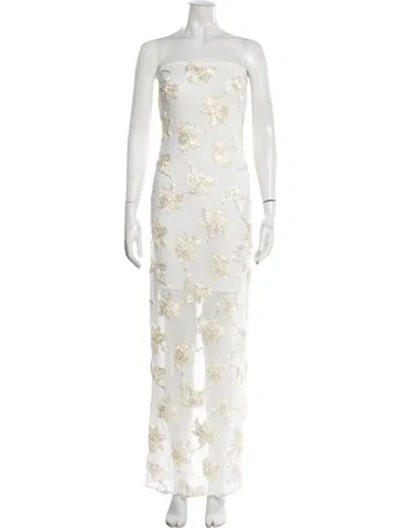 Pre-owned Rotate Birger Christensen Floral Print Long Dress In Neutral