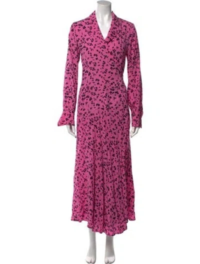 Pre-owned Rotate Birger Christensen Floral Print Long Dress In Pink