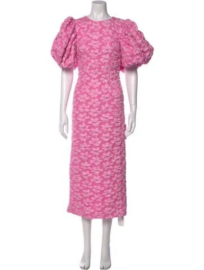 Pre-owned Rotate Birger Christensen Floral Print Long Dress In Pink