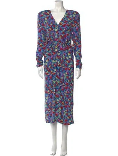 Pre-owned Rotate Birger Christensen Floral Print Long Dress In Purple