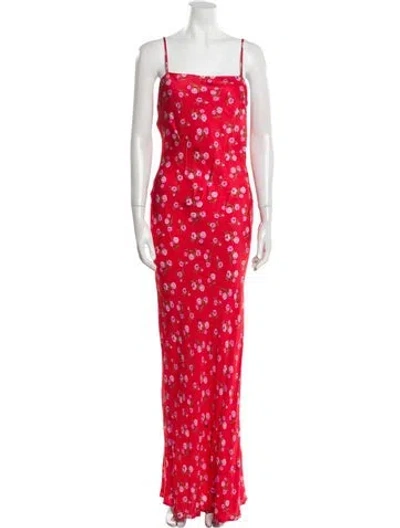 Pre-owned Rotate Birger Christensen Floral Print Long Dress In Red