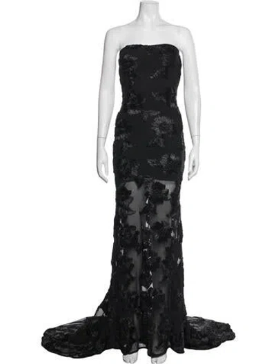 Pre-owned Rotate Birger Christensen Floral Print Long Dress W/ Tags In Black/blue