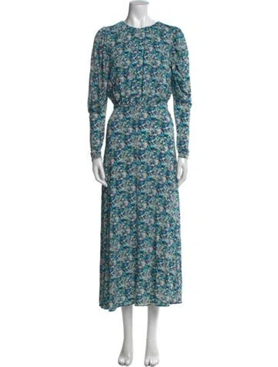 Pre-owned Rotate Birger Christensen Floral Print Long Dress W/ Tags In Blue