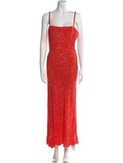 Pre-owned Rotate Birger Christensen Floral Print Long Dress W/ Tags In Red