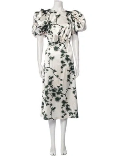 Pre-owned Rotate Birger Christensen Floral Print Long Dress W/ Tags In White