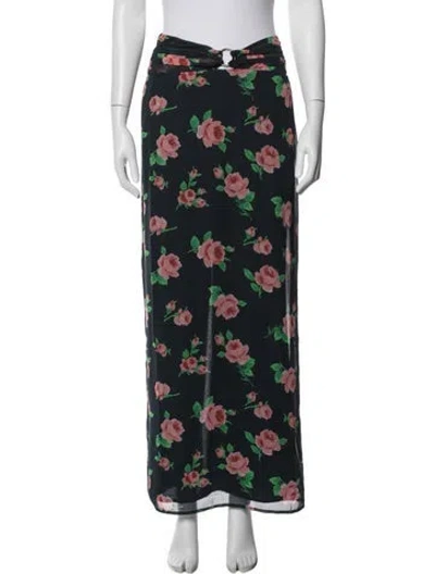 Pre-owned Rotate Birger Christensen Floral Print Long Skirt W/ Tags In Blue