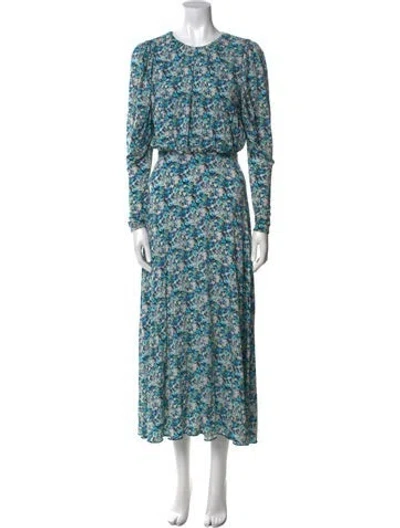 Pre-owned Rotate Birger Christensen Floral Print Midi Length Dress In Blue