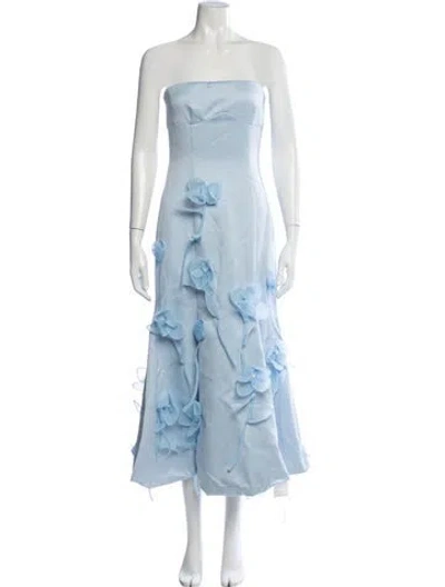 Pre-owned Rotate Birger Christensen Floral Print Midi Length Dress In Blue