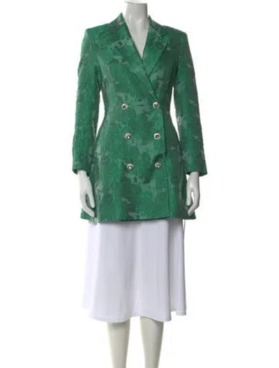 Pre-owned Rotate Birger Christensen Floral Print Midi Length Dress In Green
