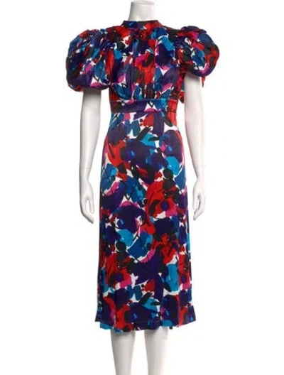 Pre-owned Rotate Birger Christensen Floral Print Midi Length Dress In Multi