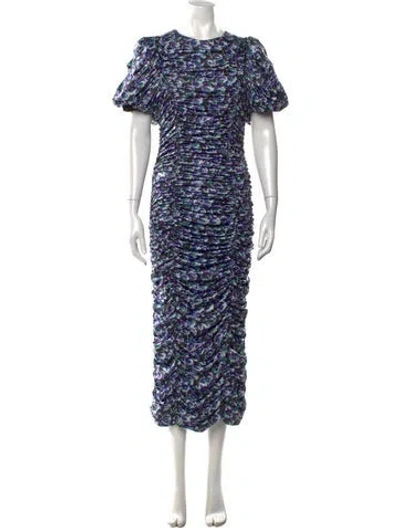 Pre-owned Rotate Birger Christensen Floral Print Midi Length Dress In Purple