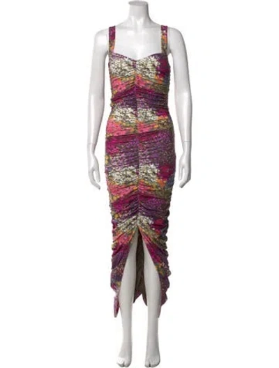 Pre-owned Rotate Birger Christensen Floral Print Midi Length Dress In Purple