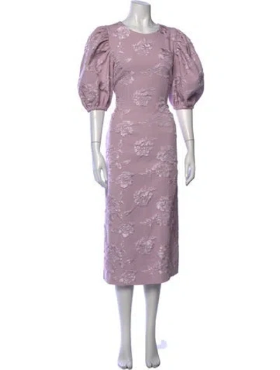 Pre-owned Rotate Birger Christensen Floral Print Midi Length Dress In Purple
