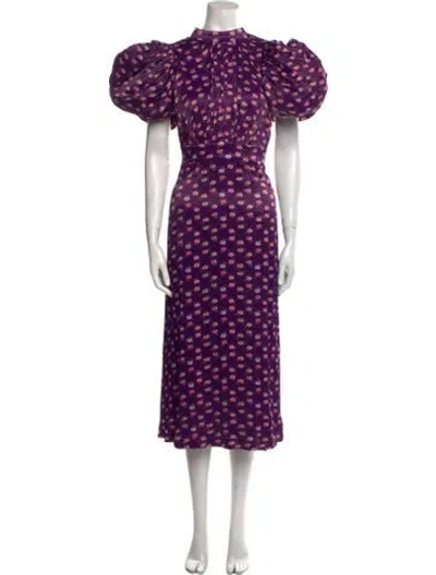 Pre-owned Rotate Birger Christensen Floral Print Midi Length Dress W/ Tags In Multi