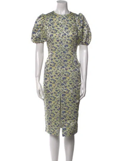 Pre-owned Rotate Birger Christensen Floral Print Midi Length Dress In Yellow
