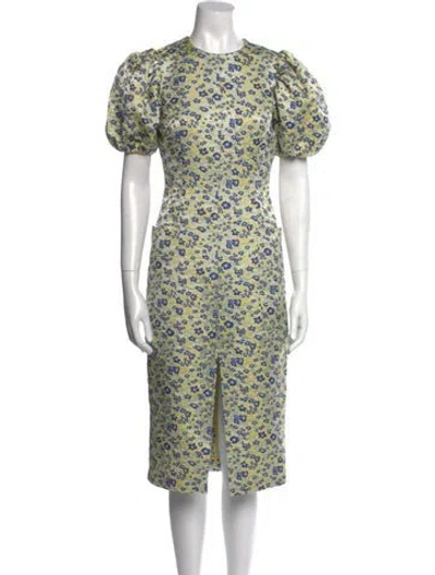 Pre-owned Rotate Birger Christensen Floral Print Midi Length Dress In Yellow