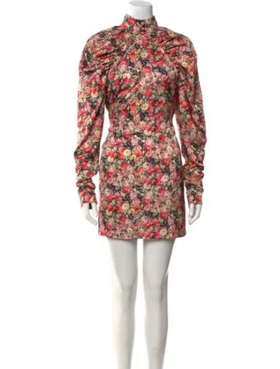 Pre-owned Rotate Birger Christensen Floral Print Mini Dress In Black