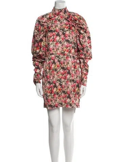 Pre-owned Rotate Birger Christensen Floral Print Mini Dress In Black