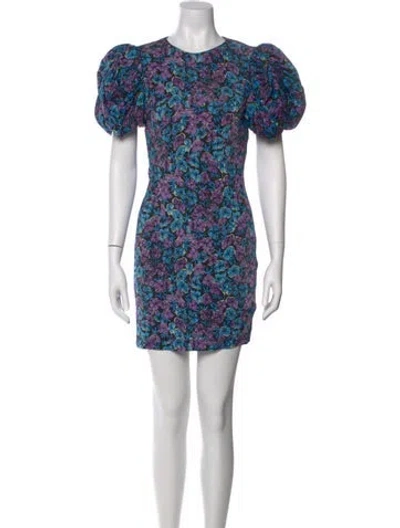 Pre-owned Rotate Birger Christensen Floral Print Mini Dress In Black