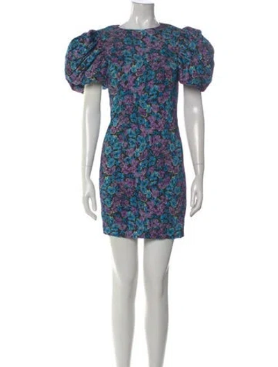 Pre-owned Rotate Birger Christensen Floral Print Mini Dress In Black