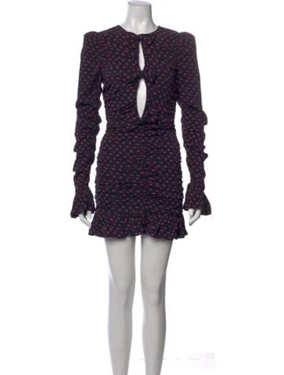 Pre-owned Rotate Birger Christensen Floral Print Mini Dress In Black