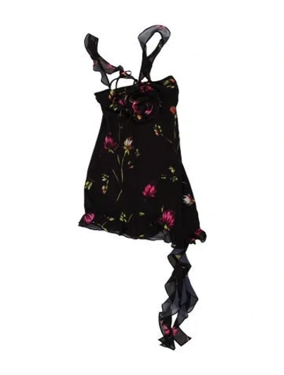 Pre-owned Rotate Birger Christensen Floral Print Mini Dress In Brown