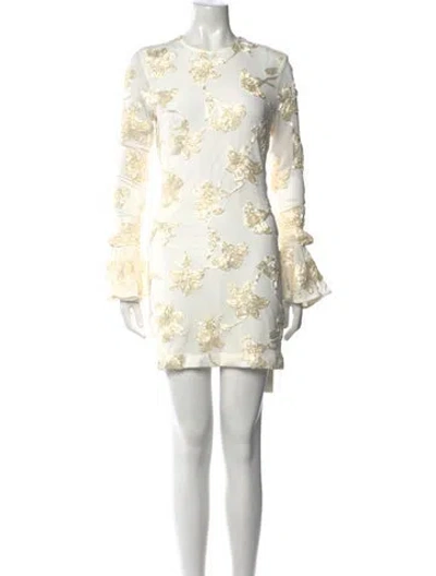Pre-owned Rotate Birger Christensen Floral Print Mini Dress In Neutral