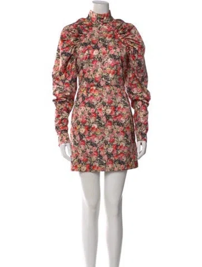 Pre-owned Rotate Birger Christensen Floral Print Mini Dress In Pink