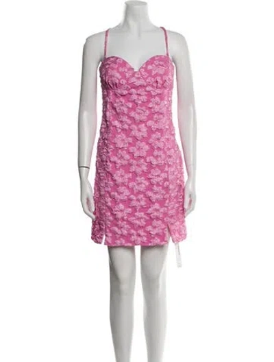 Pre-owned Rotate Birger Christensen Floral Print Mini Dress In Pink