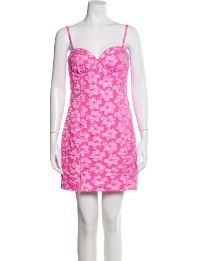 Pre-owned Rotate Birger Christensen Floral Print Mini Dress In Pink