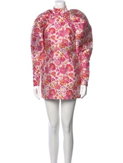 Pre-owned Rotate Birger Christensen Floral Print Mini Dress In Pink