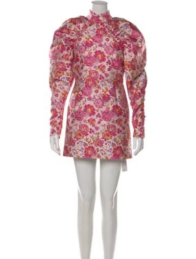 Pre-owned Rotate Birger Christensen Floral Print Mini Dress In Pink