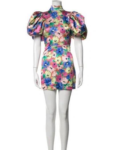 Pre-owned Rotate Birger Christensen Floral Print Mini Dress In Pink