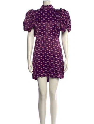 Pre-owned Rotate Birger Christensen Floral Print Mini Dress In Purple