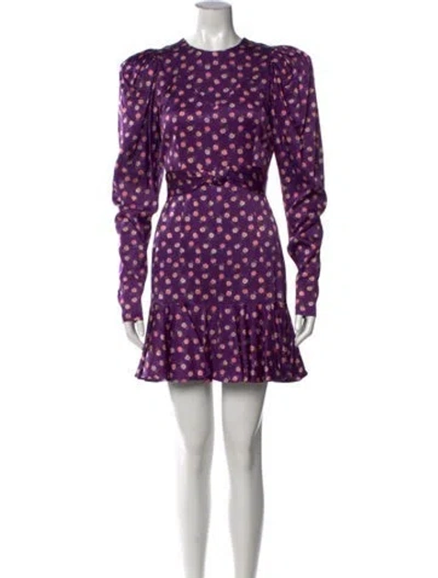 Pre-owned Rotate Birger Christensen Floral Print Mini Dress In Purple