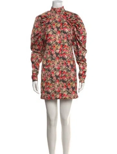Pre-owned Rotate Birger Christensen Floral Print Mini Dress In Red