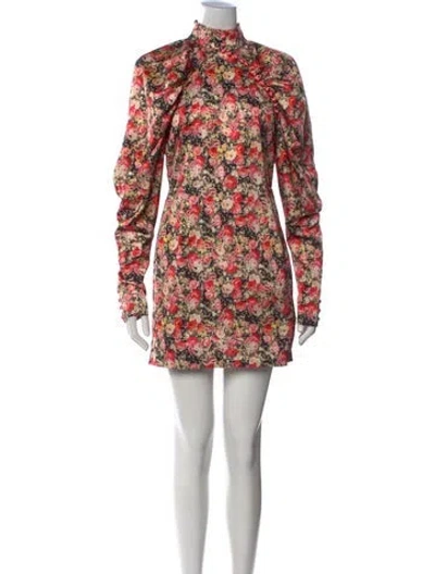 Pre-owned Rotate Birger Christensen Floral Print Mini Dress In Red