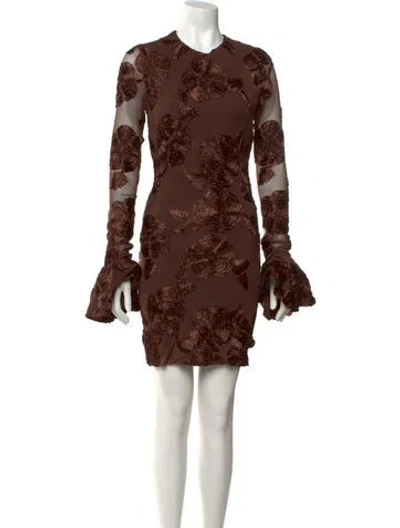 Pre-owned Rotate Birger Christensen Floral Print Mini Dress W/ Tags In Brown