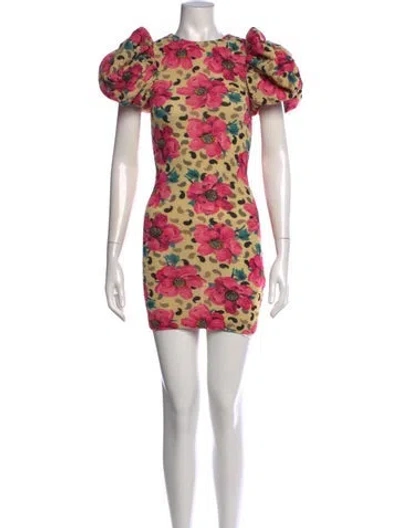Pre-owned Rotate Birger Christensen Floral Print Mini Dress In Yellow