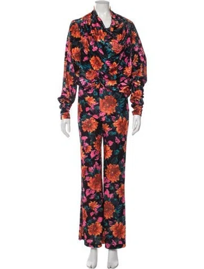 Pre-owned Rotate Birger Christensen Floral Print Pant Set In Orange