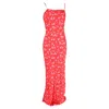 Rotate Birger Christensen Floral-print Satin Maxi Dress In Red Viscose