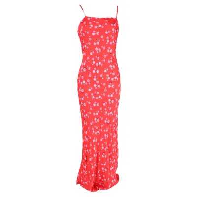 Rotate Birger Christensen Floral-print Satin Maxi Dress In Red Viscose