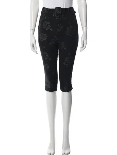 Pre-owned Rotate Birger Christensen Floral Print Skinny Leg Pants In Black