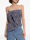 Rotate Birger Christensen Rotate Cropped Ruffle Strapless Top In Purple