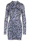 Rotate Birger Christensen Rotate Ladies Blue Floral-print Ruched Minidress In Multicolor
