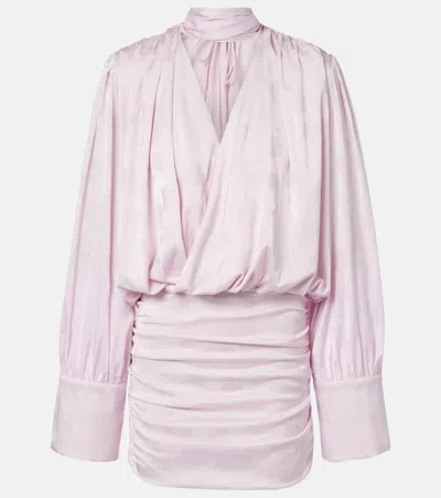 Rotate Birger Christensen Floral Scarf-detail Minidress In Pink